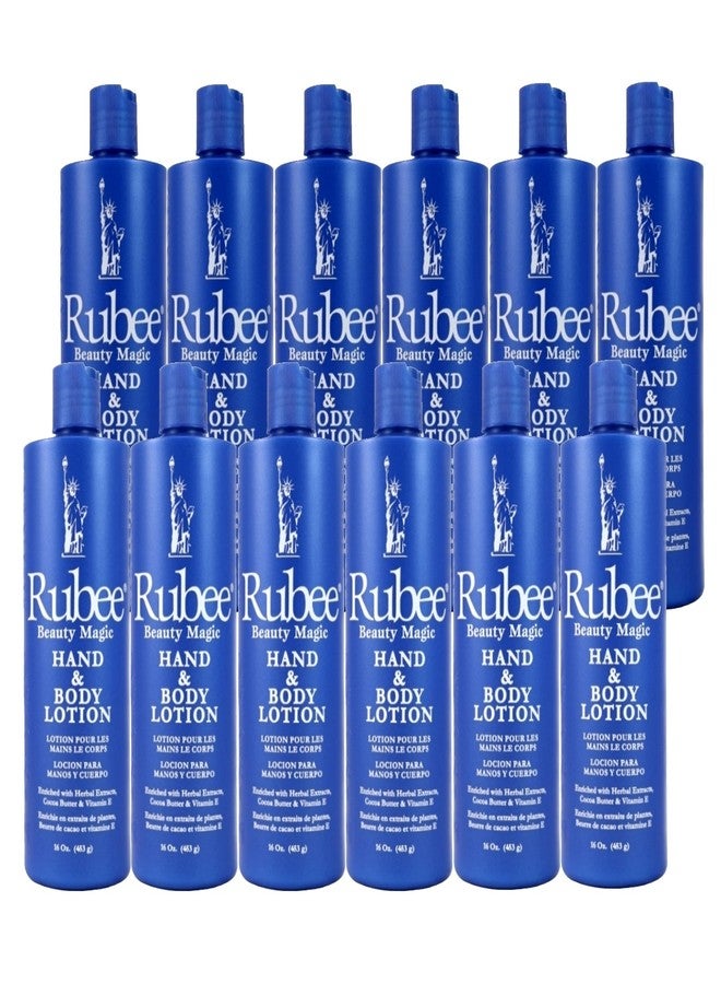 ريوبي لوشن روبي لليدين والجسم 16 أونصة (عبوة من 12) - لوشن زبدة الكاكاو للبشرة شديدة الجفاف - Image 1